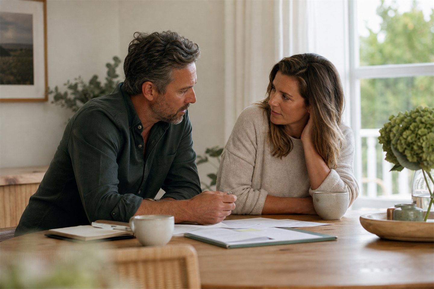 Adult siblings discussing care options for an ageing parent